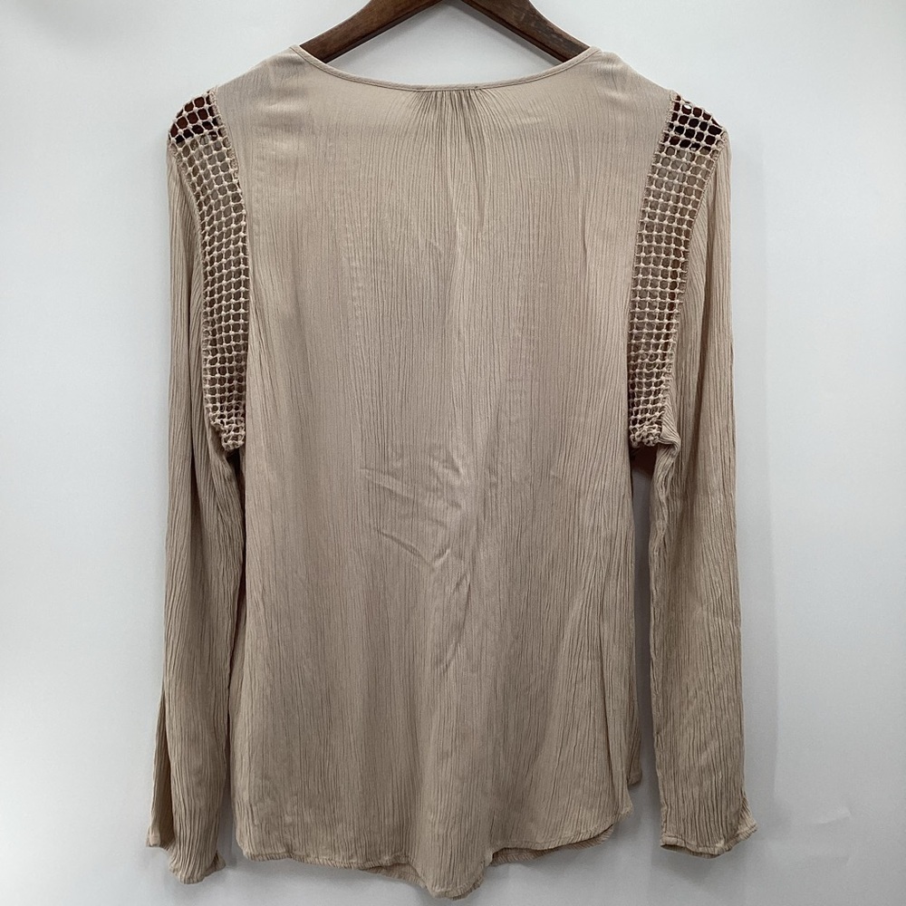 Joseph Beige/Taupe Crinkle Crochet Detail Blouse - Picture 2 of 10